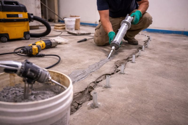 Cracked Basement Floor Repair in Woodbridge, VA