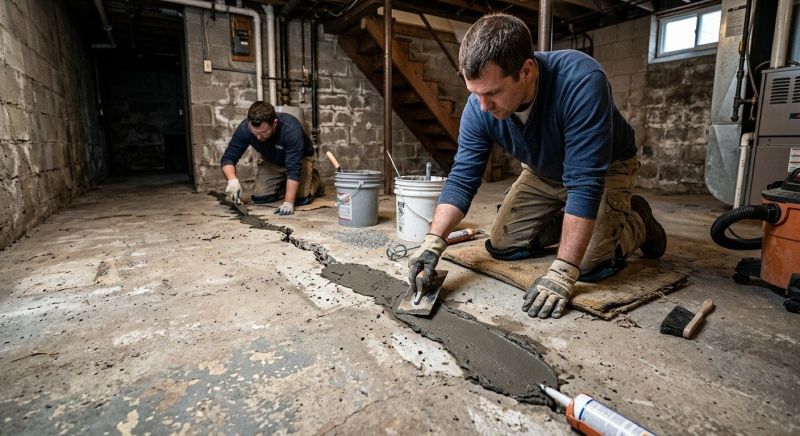 Cracked Basement Floor Repair in Woodbridge, VA
